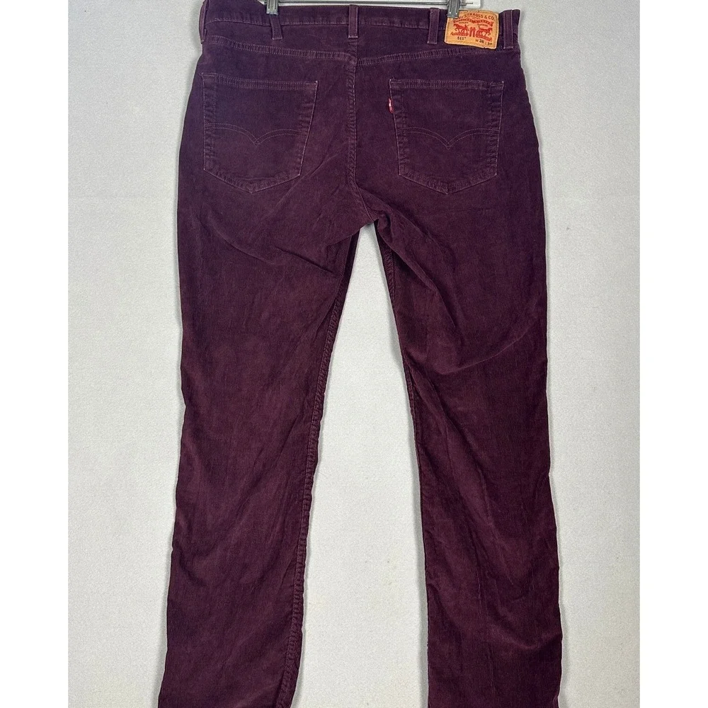 Levis 511 Pants Mens 38X30 Burgundy Purple Slim Fit Corduroy 5-Pocket Stretch